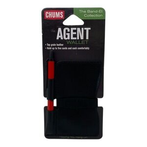 CHUMS Agent Wallet Top Grain Leather Black‎ with Silicone Pen Band-Et Collection